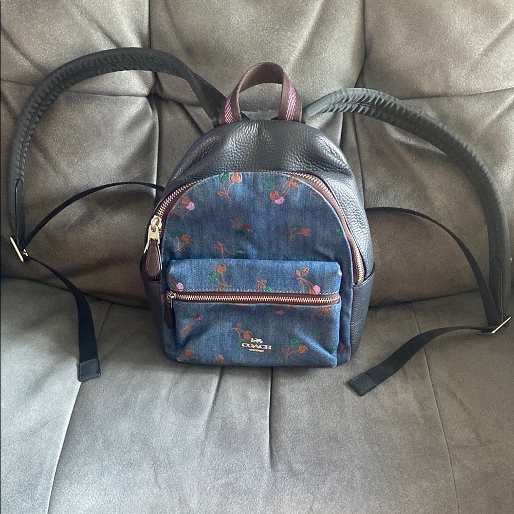 Coach Backpack Mini Charlie Denim ✨ Cherries 🍒